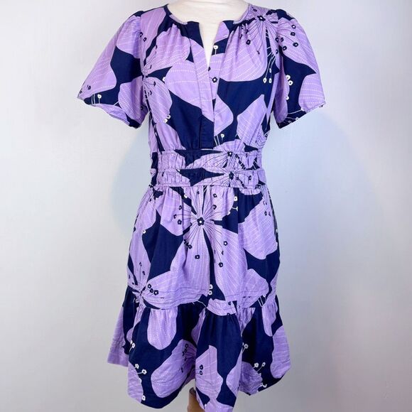 Anthropologie Dresses & Skirts - Anthropologie Size L Somerset Mini Dress Purple Floral Tiered Cotton